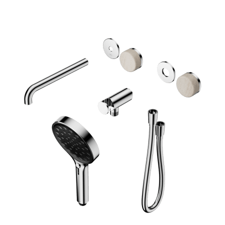 SERENITY SHOWER SYSTEM WITH SPOUT WITH ROME TRAVERTINE HANDLE AND SERENITY HAND SHOWER TRIM KIT ONLY CHROME (24E087CH)