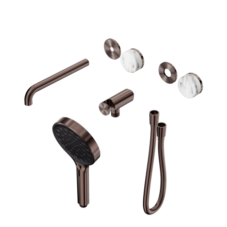 SERENITY SHOWER SYSTEM WITH SPOUT WITH ARABESCATO CORCHIA HANDLE AND SERENITY HAND SHOWER TRIM KIT ONLY BRUSHED BRONZE (24E088BZ)