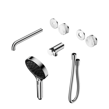 SERENITY SHOWER SYSTEM WITH SPOUT WITH ARABESCATO CORCHIA HANDLE AND SERENITY HAND SHOWER TRIM KIT ONLY CHROME (24E088CH)