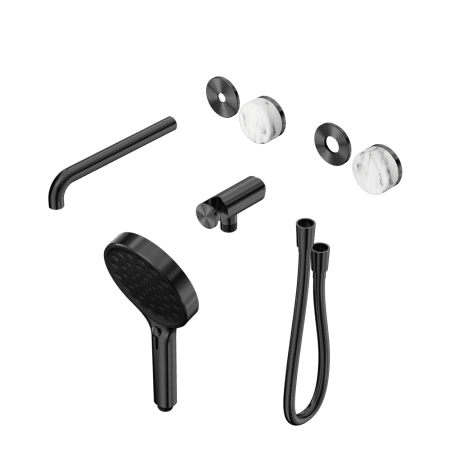 SERENITY SHOWER SYSTEM WITH SPOUT WITH ARABESCATO CORCHIA HANDLE AND SERENITY HAND SHOWER TRIM KIT ONLY GUN METAL (24E088GM)