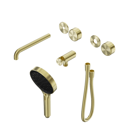 SERENITY SHOWER SYSTEM WITH SPOUT WITH METAL HANDLE AND SERENITY HAND SHOWER TRIM KIT ONLY BRUSHED GOLD (24E090BG)