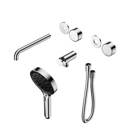 SERENITY SHOWER SYSTEM WITH SPOUT WITH METAL HANDLE AND SERENITY HAND SHOWER TRIM KIT ONLY CHROME (24E090CH)