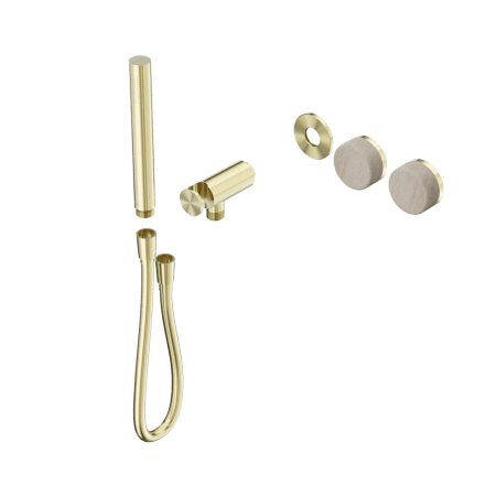 SERENITY SHOWER SYSTEM WITH ROME TRAVERTINE HANDLE AND SLIM SHOWER TRIM KIT ONLY BRUSHED GOLD (24E093BG)