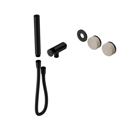 SERENITY SHOWER SYSTEM WITH ROME TRAVERTINE HANDLE AND SLIM SHOWER TRIM KIT ONLY MATTE BLACK (24E093MB)