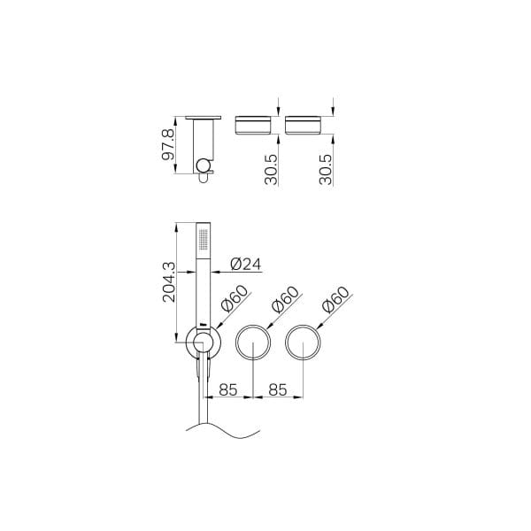 SERENITY SHOWER SYSTEM WITH ARABESCATO CORCHIA HANDLE AND SLIM SHOWER TRIM KIT ONLY BRUSHED NICKEL (24E094BN)