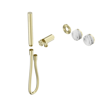 SERENITY SHOWER SYSTEM WITH ARABESCATO CORCHIA HANDLE AND SLIM SHOWER TRIM KIT ONLY BRUSHED GOLD (24E094BG)