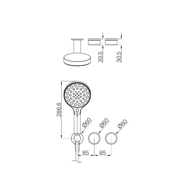 SERENITY SHOWER SYSTEM WITH VERDE ALPI HANDLE AND SERENITY HAND SHOWER TRIM KIT ONLY CHROME (24E098CH)