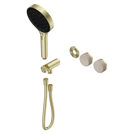 SERENITY SHOWER SYSTEM WITH ROME TRAVERTINE HANDLE AND SERENITY HAND SHOWER TRIM KIT ONLY BRUSHED GOLD (24E099BG)