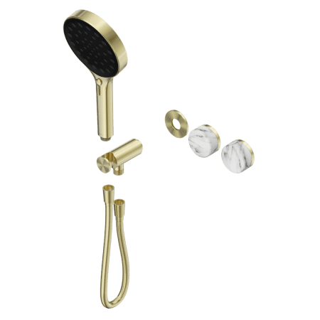 SERENITY SHOWER SYSTEM WITH ARABESCATO CORCHIA HANDLE AND SERENITY HAND SHOWER TRIM KIT ONLY BRUSHED GOLD (24E100BG)