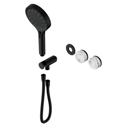 SERENITY SHOWER SYSTEM WITH ARABESCATO CORCHIA HANDLE AND SERENITY HAND SHOWER TRIM KIT ONLY MATTE BLACK (24E100MB)