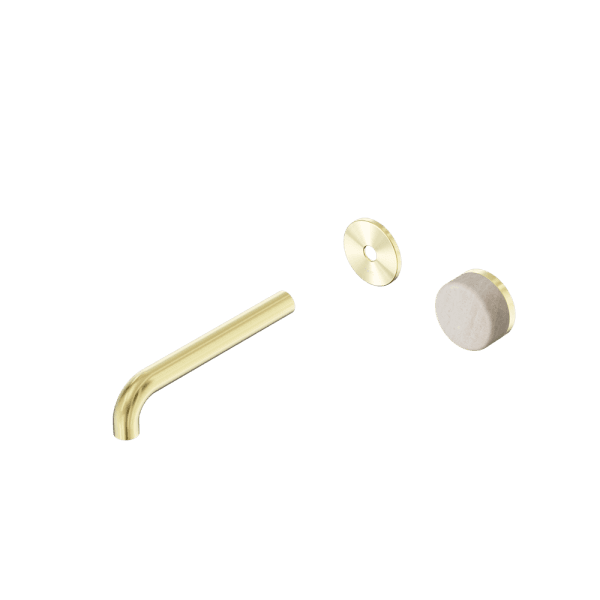 SERENITY Wall Basin Mixer 160/185/220mm Spout With Rome Travertine Handle Trim Kit Only Brushed Gold (24E105BG/24E111BG/24E117BG)
