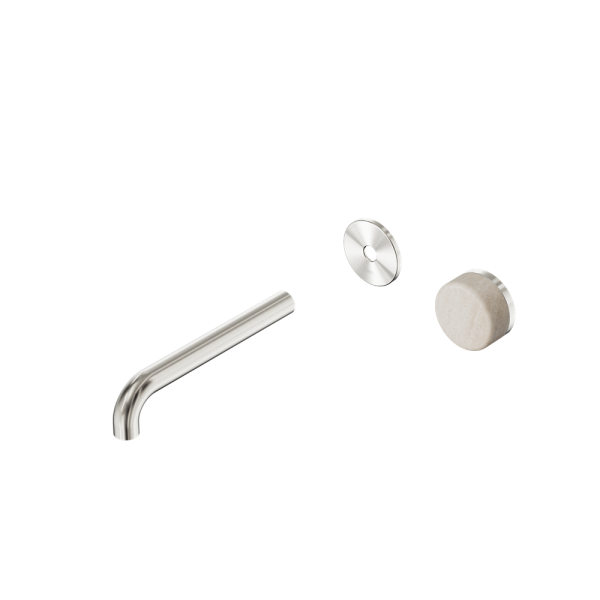 SERENITY Wall Basin Mixer 160/185/220mm Spout With Rome Travertine Handle Trim Kit Only Brushed Nickel (24E105BN/24E111BN/24E117BN)