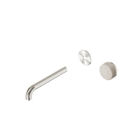 SERENITY Wall Basin Mixer 160/185/220mm Spout With Rome Travertine Handle Trim Kit Only Brushed Nickel (24E105BN/24E111BN/24E117BN)