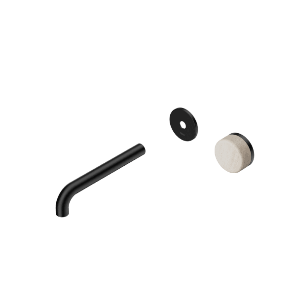 SERENITY Wall Basin Mixer 160/185/220mm Spout With Rome Travertine Handle Trim Kit Only Matte Black (24E105MB/24E111MB/24E117MB)