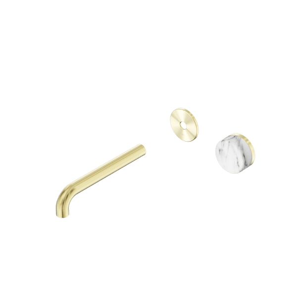 SERENITY Wall Basin Mixer 160/185/220mm Spout With Arabescato Corchia Handle Trim Kit Only Brushed Gold (24E106BG/24E112BG/24E118BG)
