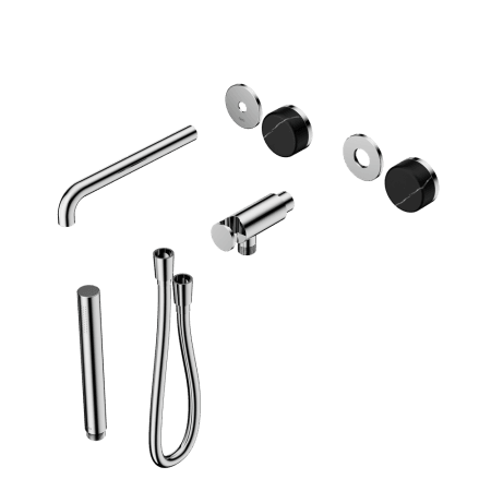 SERENITY SHOWER SYSTEM WITH SPOUT WITH MARQUINA BLACK HANDLE AND SLIM SHOWER TRIM KIT ONLY CHROME (24E121CH)