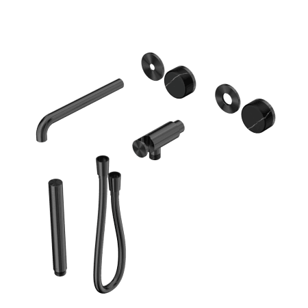 SERENITY SHOWER SYSTEM WITH SPOUT WITH MARQUINA BLACK HANDLE AND SLIM SHOWER TRIM KIT ONLY GUN METAL (24E121GM)