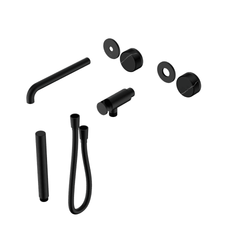 SERENITY SHOWER SYSTEM WITH SPOUT WITH MARQUINA BLACK HANDLE AND SLIM SHOWER TRIM KIT ONLY MATTE BLACK (24E121MB)