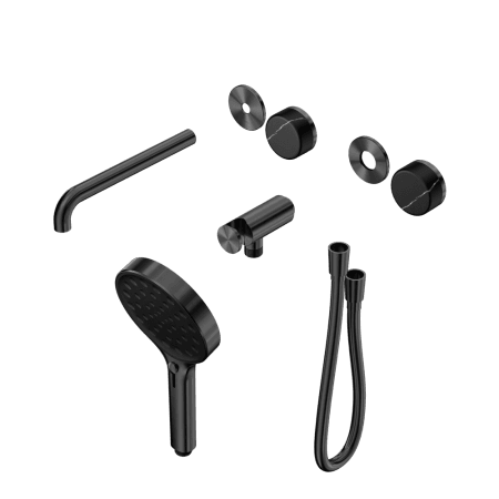SERENITY SHOWER SYSTEM WITH SPOUT WITH MARQUINA BLACK HANDLE AND SERENITY HAND SHOWER TRIM KIT ONLY GUN METAL (24E122GM)