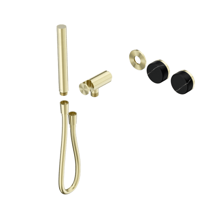 SERENITY SHOWER SYSTEM WITH MARQUINA BLACK HANDLE AND SLIM SHOWER TRIM KIT ONLY BRUSHED GOLD (24E123BG)