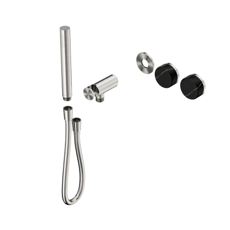 SERENITY SHOWER SYSTEM WITH MARQUINA BLACK HANDLE AND SLIM SHOWER TRIM KIT ONLY BRUSHED NICKEL (24E123BN)