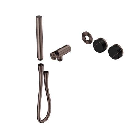 SERENITY SHOWER SYSTEM WITH MARQUINA BLACK HANDLE AND SLIM SHOWER TRIM KIT ONLY BRUSHED BRONZE (24E123BZ)