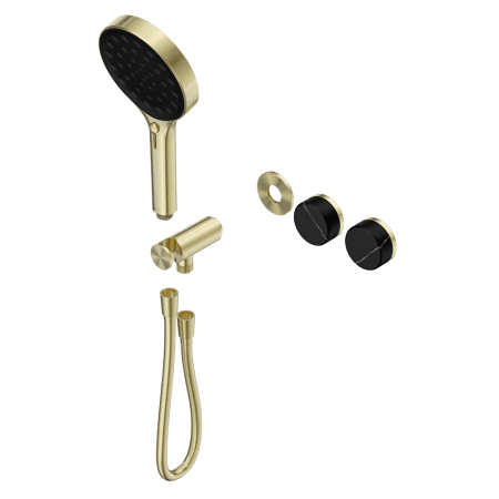 SERENITY SHOWER SYSTEM WITH MARQUINA BLACK HANDLE AND SERENITY HAND SHOWER TRIM KIT ONLY BRUSHED GOLD (24E124BG)