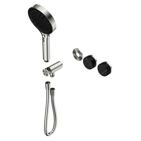 SERENITY SHOWER SYSTEM WITH MARQUINA BLACK HANDLE AND SERENITY HAND SHOWER TRIM KIT ONLY BRUSHED NICKEL (24E124BN)