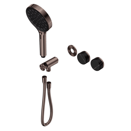 SERENITY SHOWER SYSTEM WITH MARQUINA BLACK HANDLE AND SERENITY HAND SHOWER TRIM KIT ONLY BRUSHED BRONZE (24E124BZ)