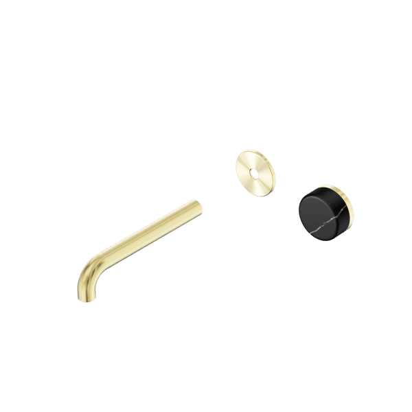 SERENITY Wall Basin Mixer 160/185/220mm Spout With Marquina Black Handle Trim Kit Only Brushed Gold (24E125BG/24E126BG/24E127BG)