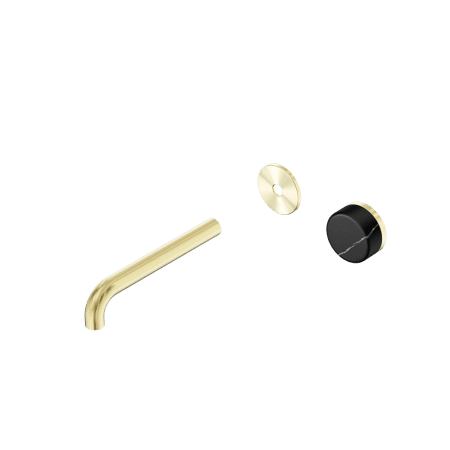 SERENITY Wall Basin Mixer 160/185/220mm Spout With Marquina Black Handle Trim Kit Only Brushed Gold (24E125BG/24E126BG/24E127BG)