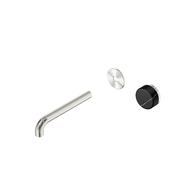 SERENITY Wall Basin Mixer 160/185/220mm Spout With Marquina Black Handle Trim Kit Only Brushed Nickel (24E125BN/24E126BN/24E127BN)