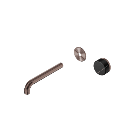 SERENITY Wall Basin Mixer 160/185/220mm Spout With Marquina Black Handle Trim Kit Only Brushed Bronze (24E125BZ/24E126BZ/24E127BZ)