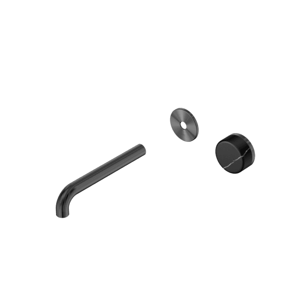 SERENITY Wall Basin Mixer 160/185/220mm Spout With Marquina Black Handle Trim Kit Only Gun Metal (24E125GM/24E126GM/24E127GM)