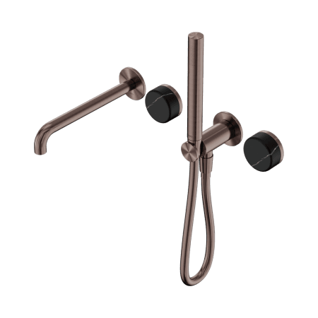 SERENITY SHOWER SYSTEM WITH SPOUT WITH MARQUINA BLACK HANDLE AND SLIM SHOWER BRUSHED BRONZE (24E129BZ)
