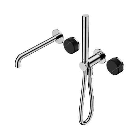 SERENITY SHOWER SYSTEM WITH SPOUT WITH MARQUINA BLACK HANDLE AND SLIM SHOWER CHROME (24E129CH)