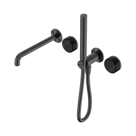 SERENITY SHOWER SYSTEM WITH SPOUT WITH MARQUINA BLACK HANDLE AND SLIM SHOWER GUN METAL (24E129GM)