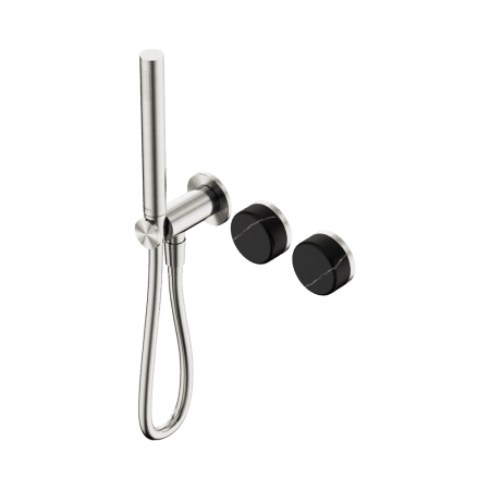 SERENITY SHOWER SYSTEM WITH MARQUINA BLACK HANDLE AND SLIM SHOWER BRUSHED NICKEL (24E131BN)