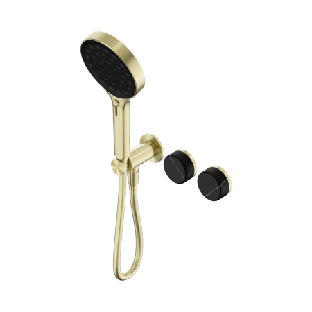 SERENITY SHOWER SYSTEM WITH MARQUINA BLACK HANDLE AND SERENITY HAND SHOWER BRUSHED GOLD (24E132BG)