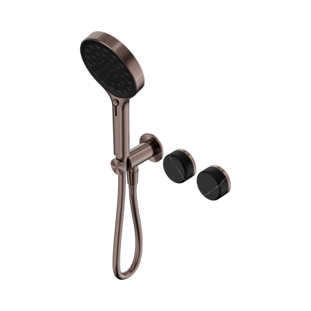 SERENITY SHOWER SYSTEM WITH MARQUINA BLACK HANDLE AND SERENITY HAND SHOWER BRUSHED BRONZE (24E132BZ)