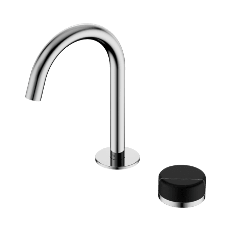SERENITY BASIN MIXER ARC SPOUT WITH MARQUINA BLACK HANDLE CHROME (24E133CH)