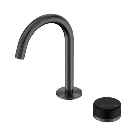 SERENITY BASIN MIXER ARC SPOUT WITH MARQUINA BLACK HANDLE GUN METAL (24E133GM)