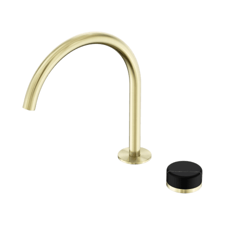SERENITY BATH/KITCHEN MIXER ARC SPOUT WITH MARQUINA BLACK HANDLE BRUSHED GOLD (24E134BG)