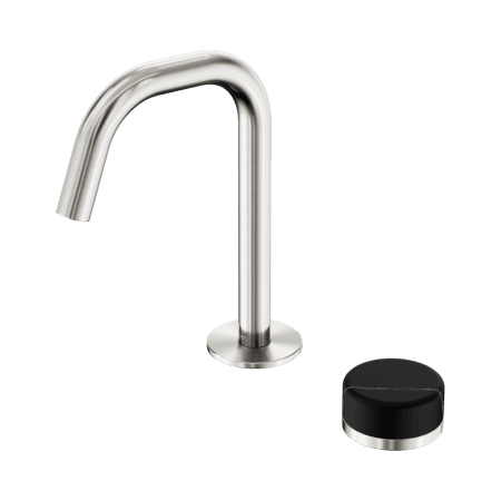 SERENITY BASIN MIXER EDGE SPOUT WITH MARQUINA BLACK HANDLE BRUSHED NICKEL (24E135BN)