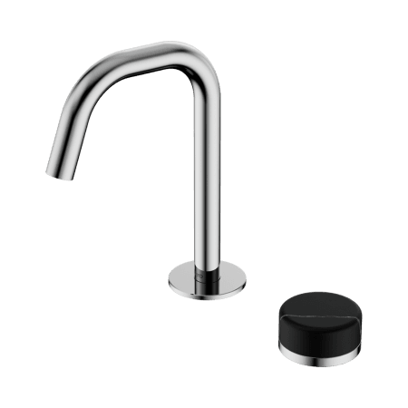 SERENITY BASIN MIXER EDGE SPOUT WITH MARQUINA BLACK HANDLE CHROME (24E135CH)