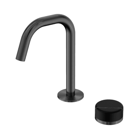 SERENITY BASIN MIXER EDGE SPOUT WITH MARQUINA BLACK HANDLE GUN METAL (24E135GM)