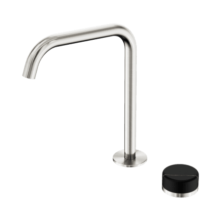 SERENITY BATH/KITCHEN MIXER EDGE SPOUT WITH MARQUINA BLACK HANDLE BRUSHED NICKEL (24E136BN)