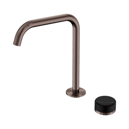 SERENITY BATH/KITCHEN MIXER EDGE SPOUT WITH MARQUINA BLACK HANDLE BRUSHED BRONZE (24E136BZ)