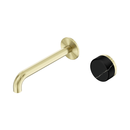 SERENITY Wall Basin Mixer 160/185/220mm Spout With Marquina Black Handle Brushed Gold (24E138BG/24E139BG/24E140BG)
