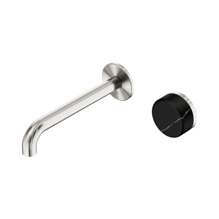 SERENITY Wall Basin Mixer 160/185/220mm Spout With Marquina Black Handle Brushed Nickel (24E138BN/24E139BN/24E140BN)